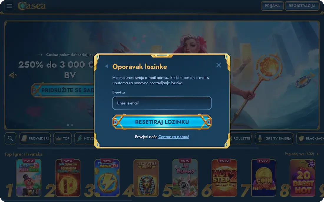 casea casino zaboravljena lozinka