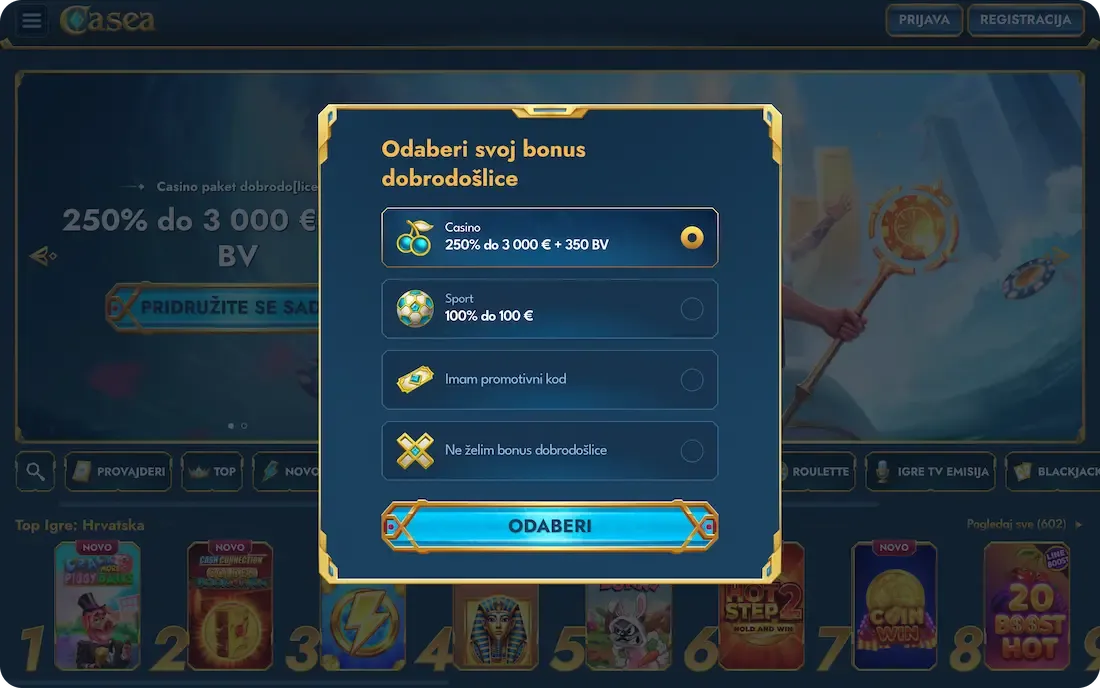 casea casino bonus dobrodošlice